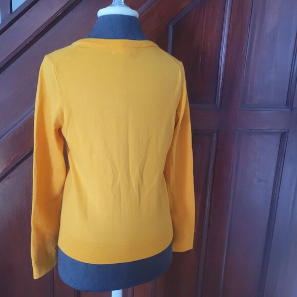 Banana Republic Extra Fine Merino Wool Yellow Cardigan Sweater S Button-Front Li - Picture 4 of 7